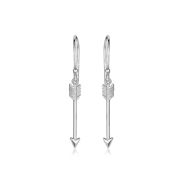 Sterling Silver Polished and Textured Arrow Earrings